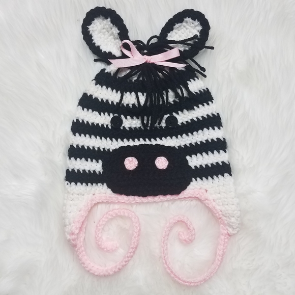 Other - Handmade crochet 🦓 zebra 🦓 hat sz 1-3 yr old